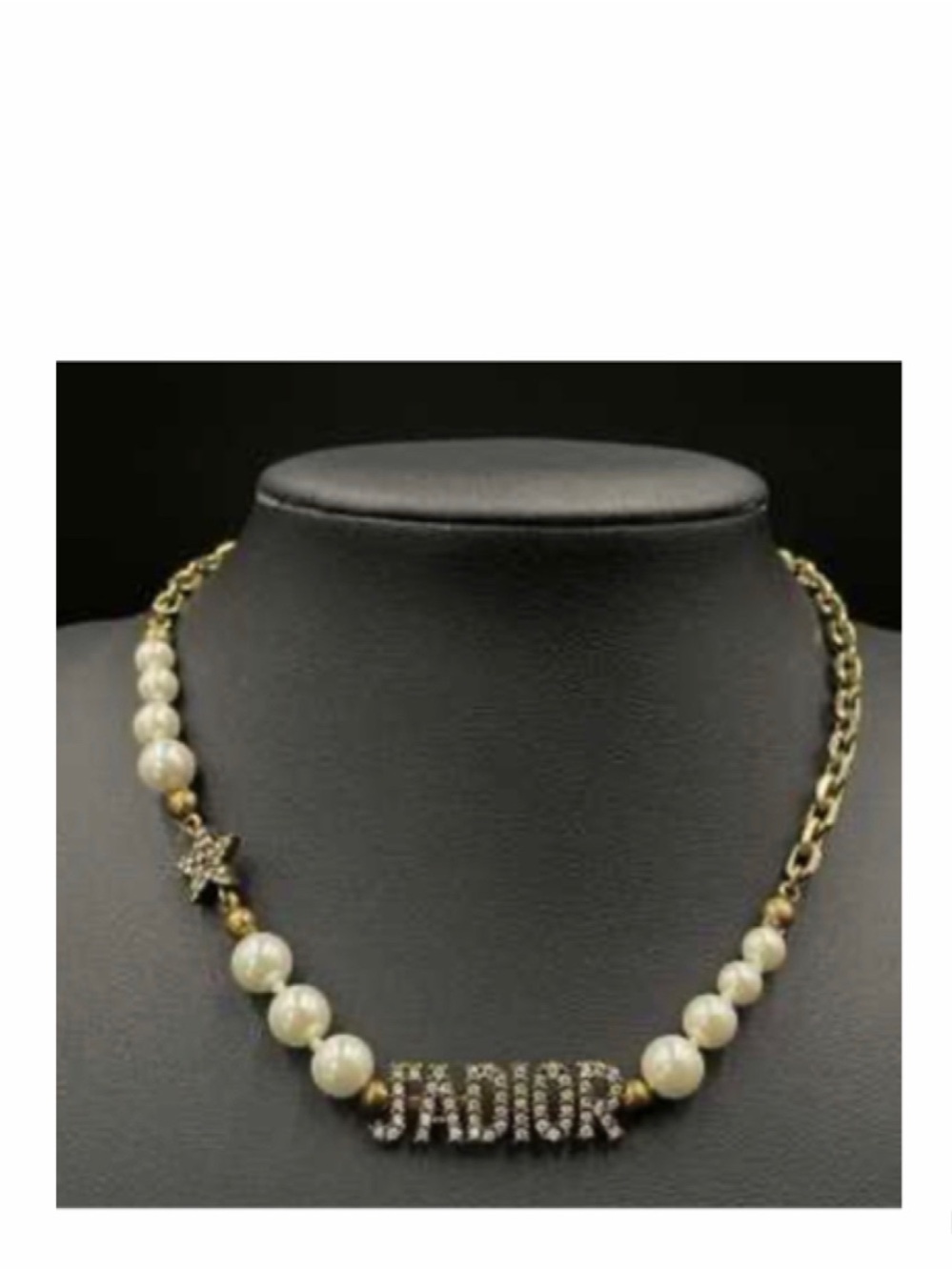 Authentic Christian Dior Metal Pearl Crystal J'Adior Choker Necklace Antique